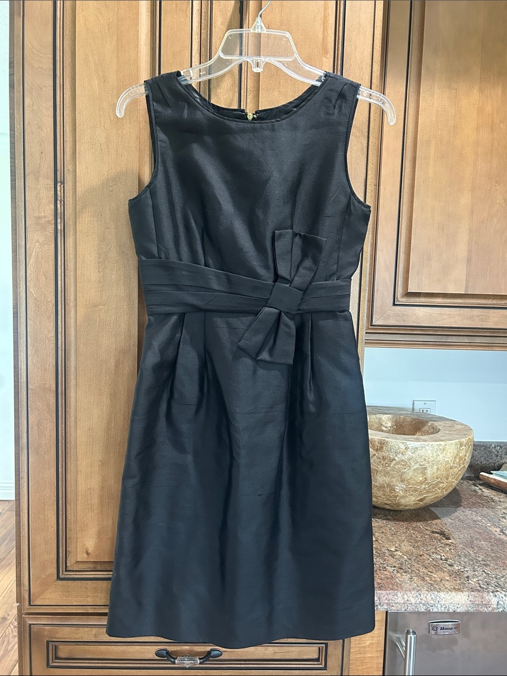 kate spade Black Sleeveless Bow-Waist Mini Dress